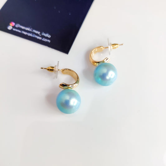 Classic Blue Pearl Drop Earrings
