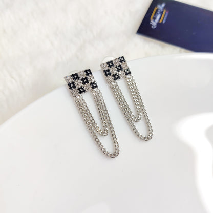 Queen of Chess Silver Chain Earrings