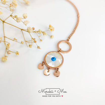 Evil Eye Amulet Charm Bracelet with Toggle Lock