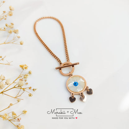 Evil Eye Amulet Charm Bracelet with Toggle Lock