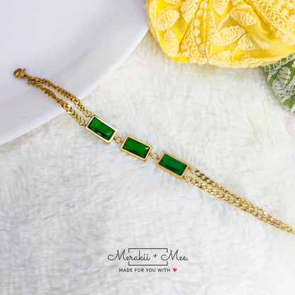 NORI Green Emerald Gold Bracelet