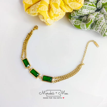 NORI Green Emerald Gold Bracelet