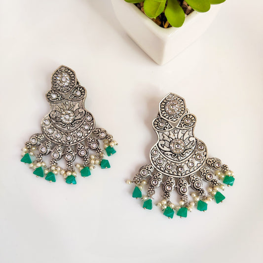 Elegant Chandelier Oxidized Earrings