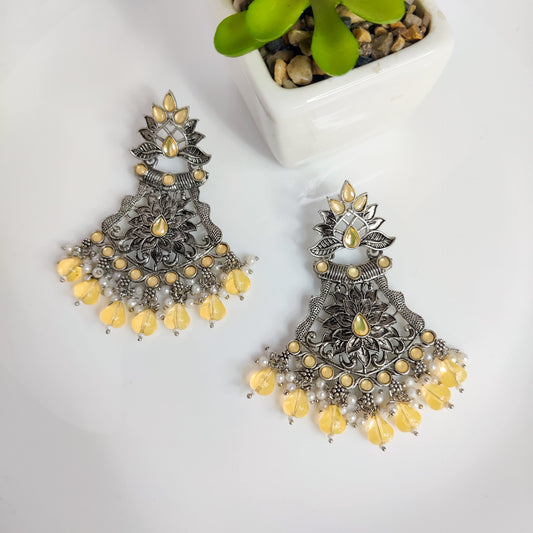 Yellow Willow Ethnic Earrings | Merakii Mee