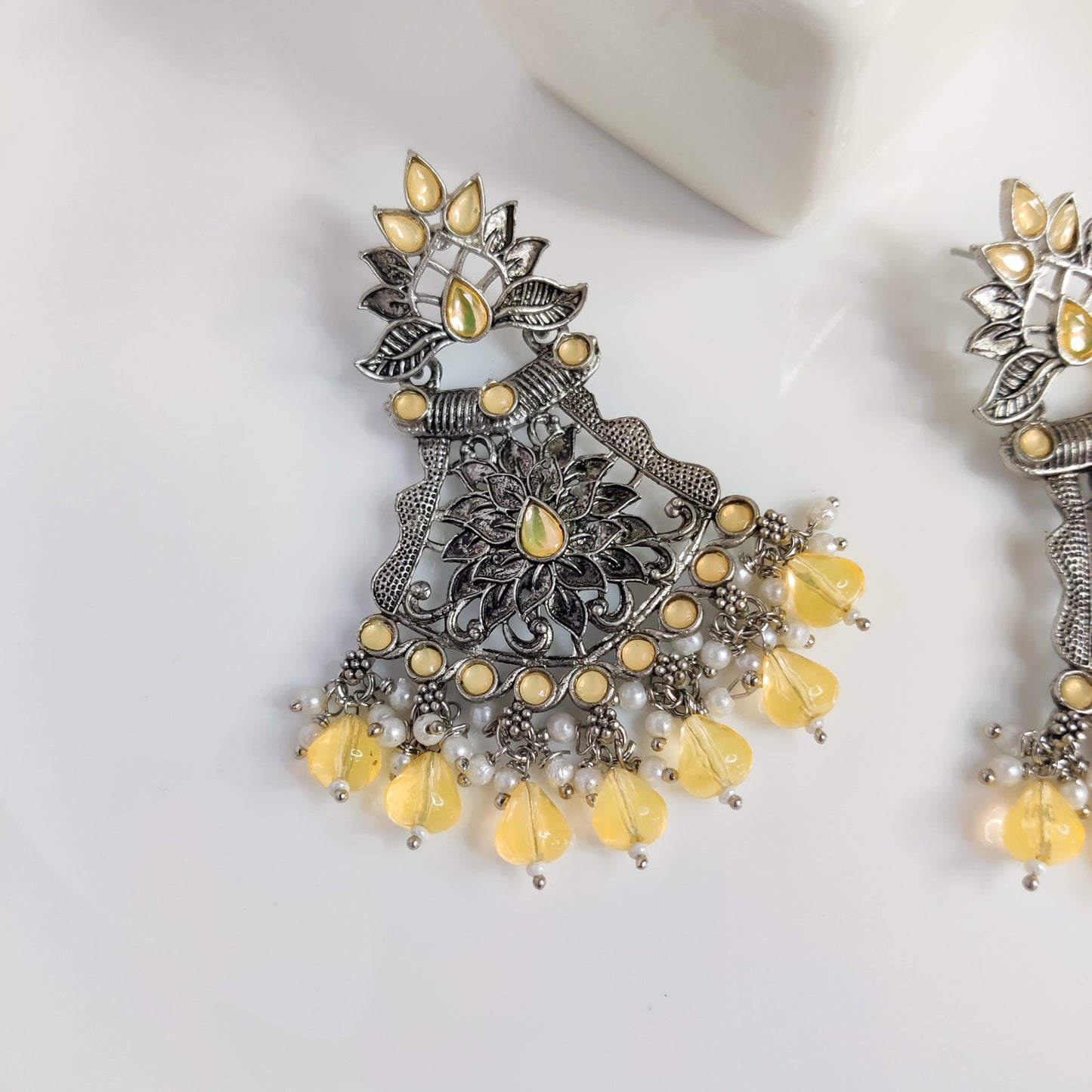 Yellow Willow Ethnic Earrings | Merakii Mee