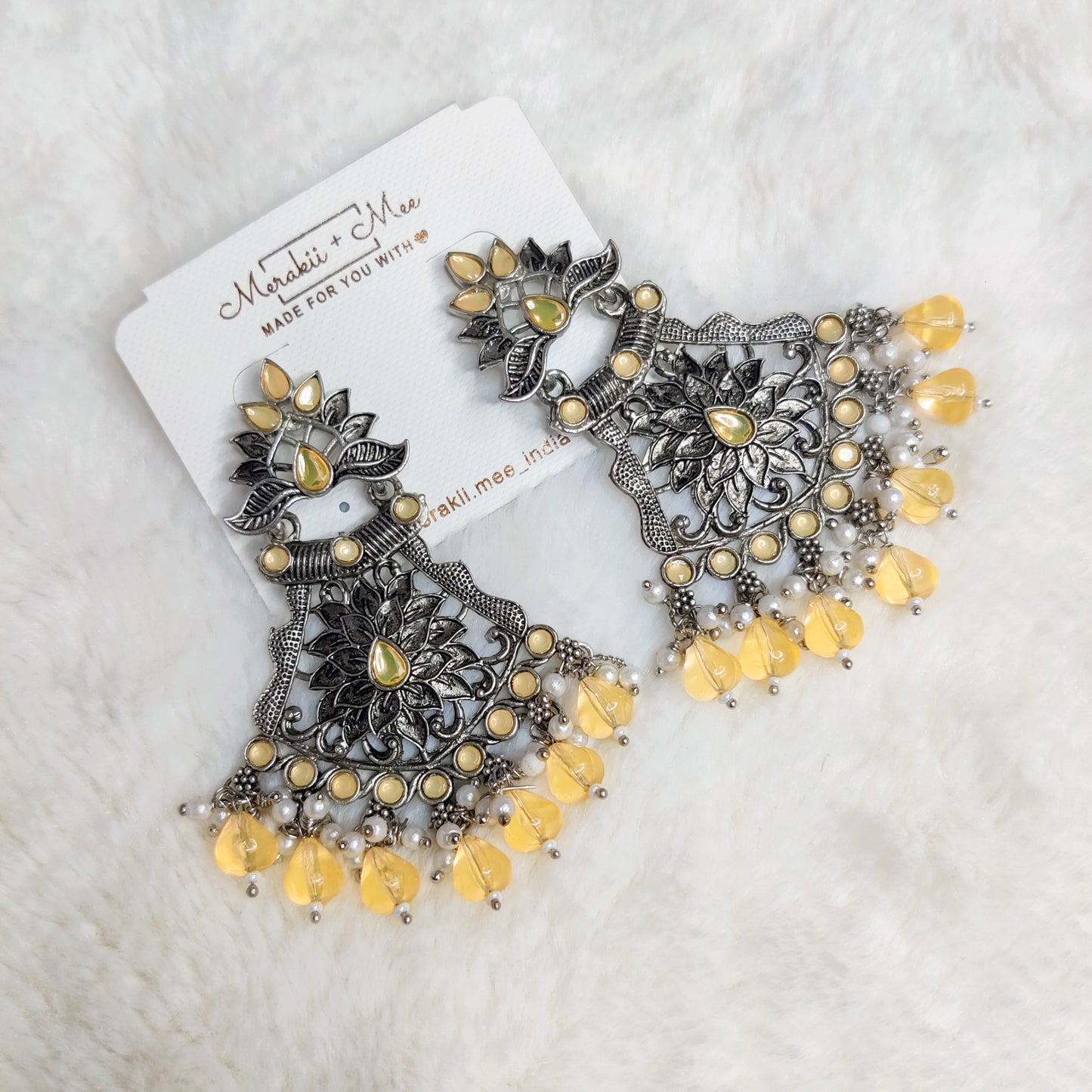 Yellow Willow Ethnic Earrings | Merakii Mee
