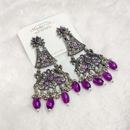 Purple Peoria Ethnic Oxidized Earring