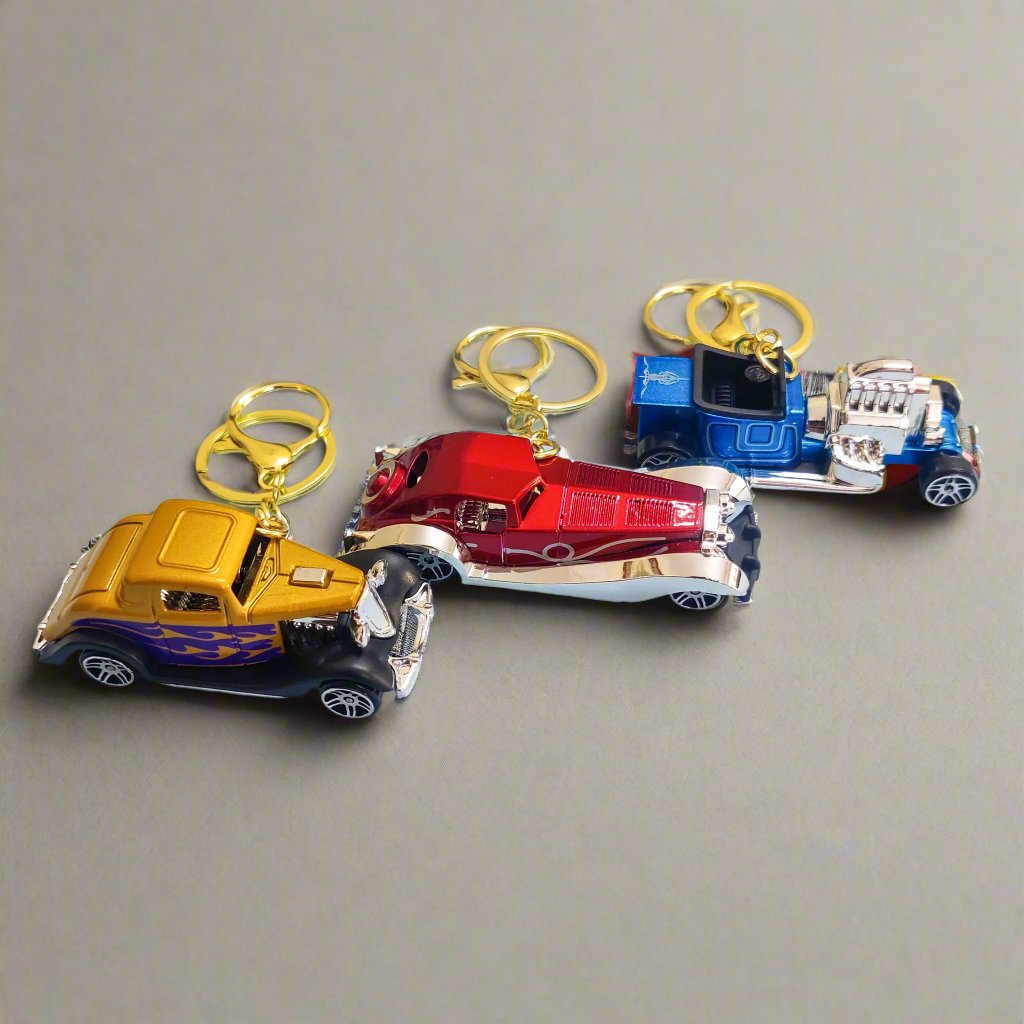 Classic Vintage Hotrod Metal Car Keychain | Premium Retro Diecast ...