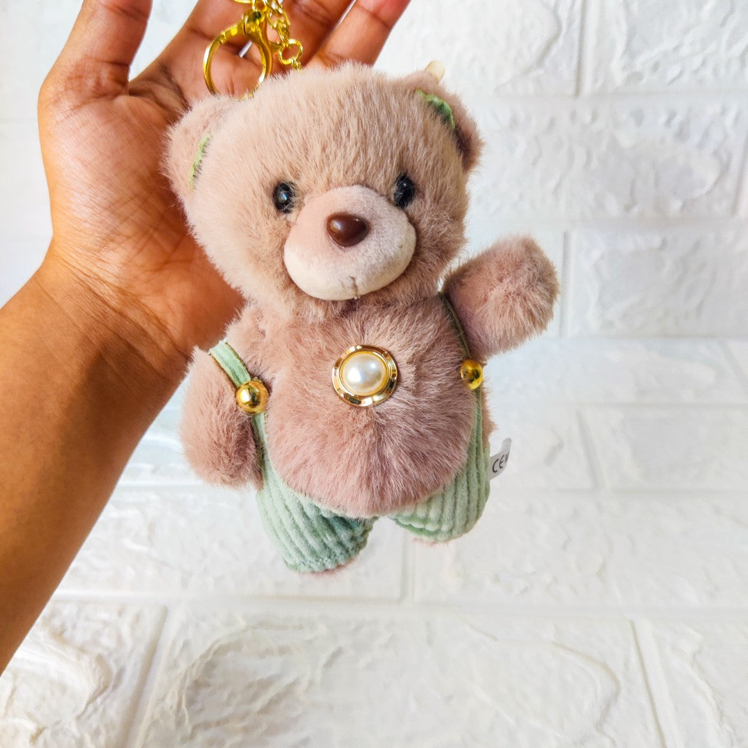 Pastel Teddy Bear Soft Toy Keychain – Adorable Gift Accessory