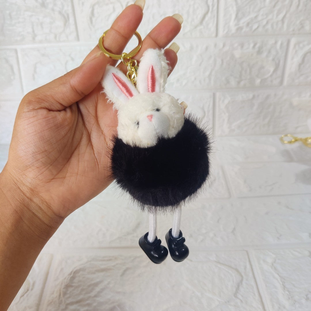 Fuzzy Bunny Pom-Pom Bag Charm Keychain