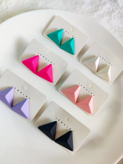 Colorful Korean triangle stud earrings for women minimal geometric jewelry