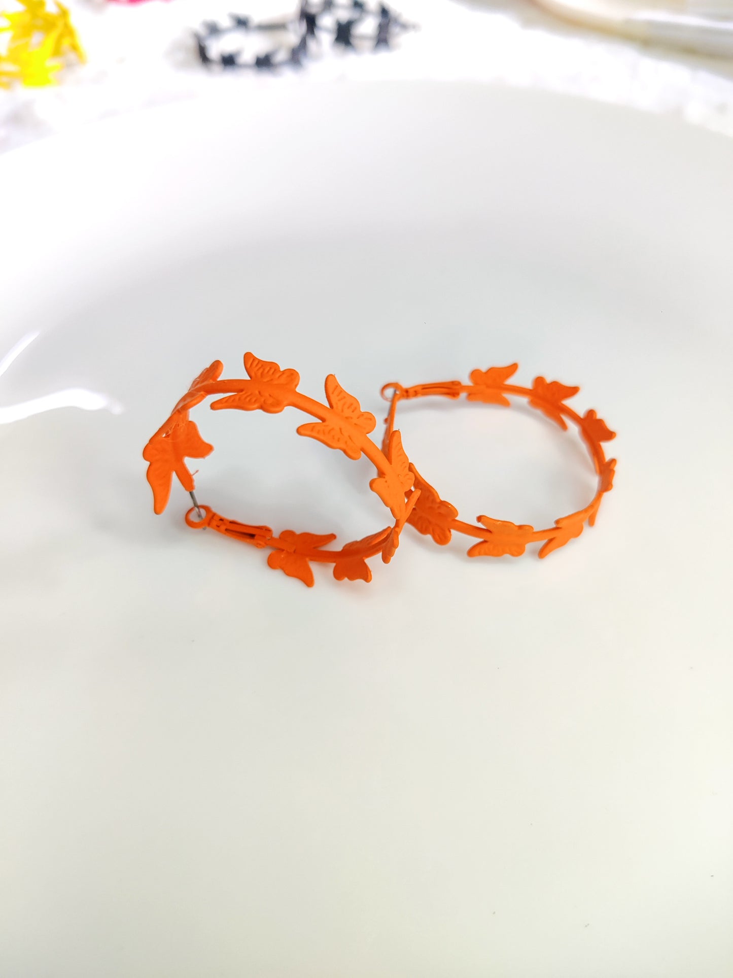 Colorful Butterfly Hoop Earrings for Women | Korean Aesthetic Statement Jewelry