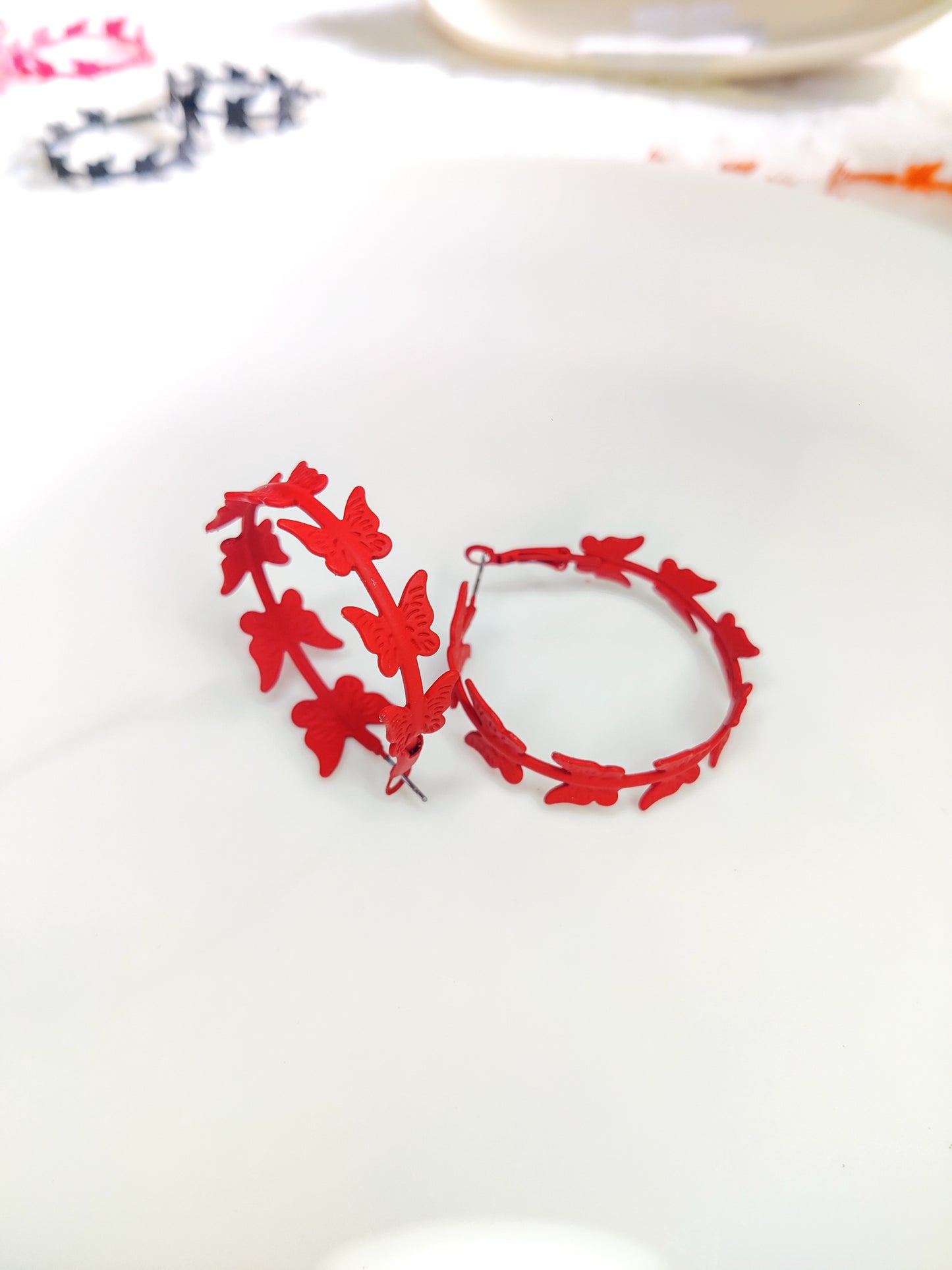 Colorful Butterfly Hoop Earrings for Women | Korean Aesthetic Statement Jewelry