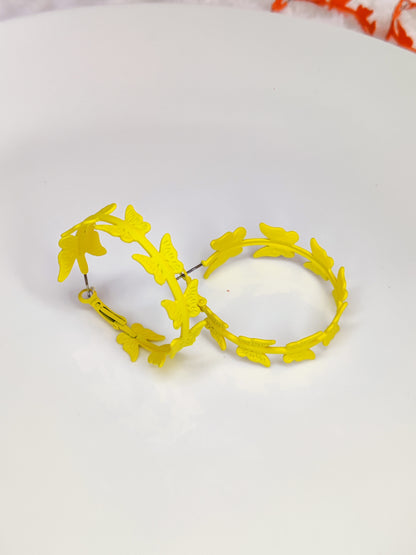 Colorful Butterfly Hoop Earrings for Women | Korean Aesthetic Statement Jewelry