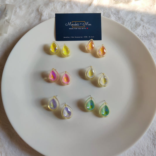 Iridescent Teardrop Stud Earrings