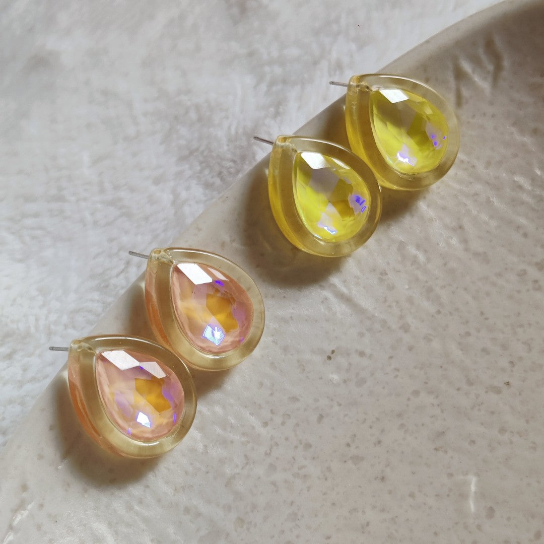 Iridescent Teardrop Stud Earrings