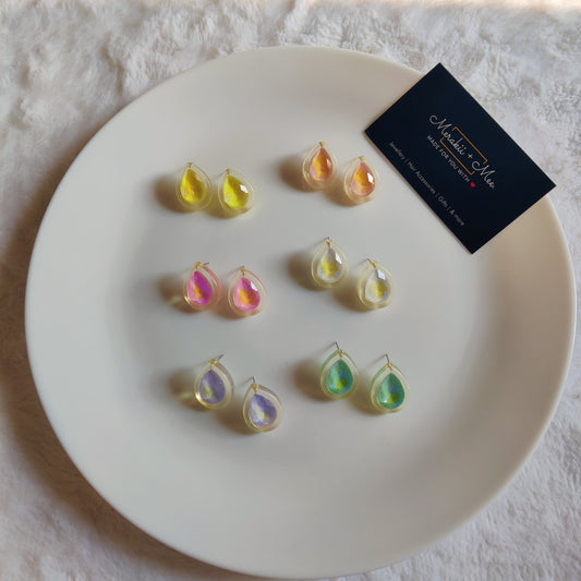 Iridescent Teardrop Stud Earrings