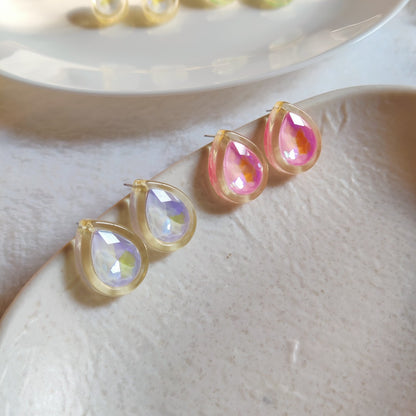 Iridescent Teardrop Stud Earrings