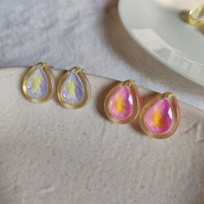 Iridescent Teardrop Stud Earrings