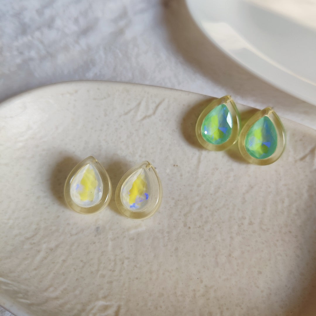 Iridescent Teardrop Stud Earrings