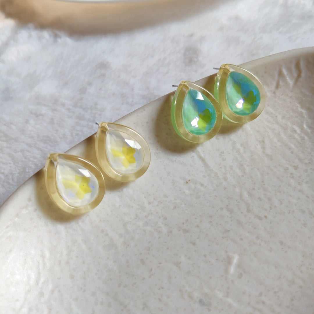 Iridescent Teardrop Stud Earrings