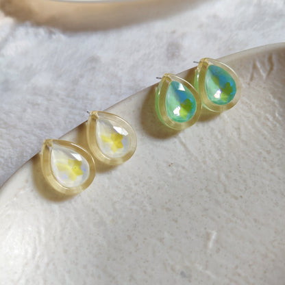 Iridescent Teardrop Stud Earrings