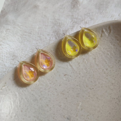Iridescent Teardrop Stud Earrings