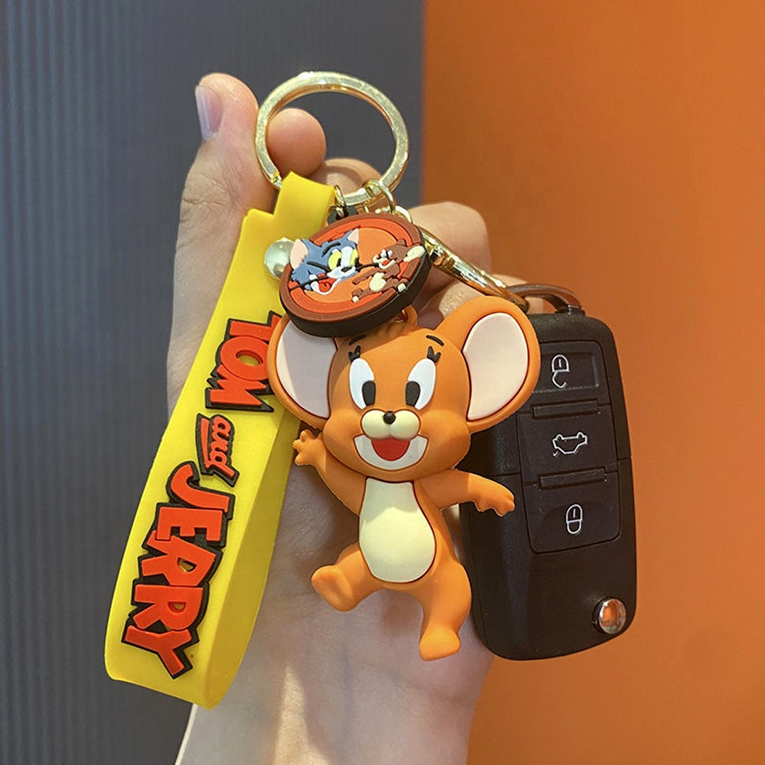 Cute Jerry 3D Keychain with Strap Charm & Hook | Adorable Cartoon Character