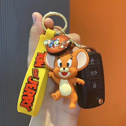 Cute Tom & Jerry 3D Keychain with Strap Charm & Hook | Adorable Cartoon Character
