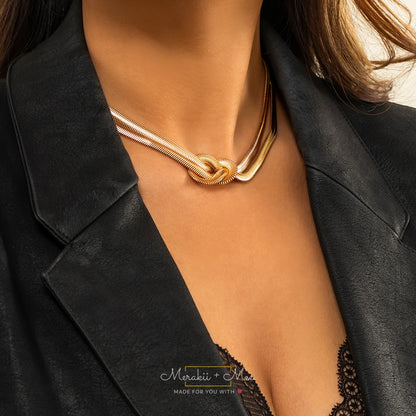 Karla Cross Double Herringbone Knot Necklace