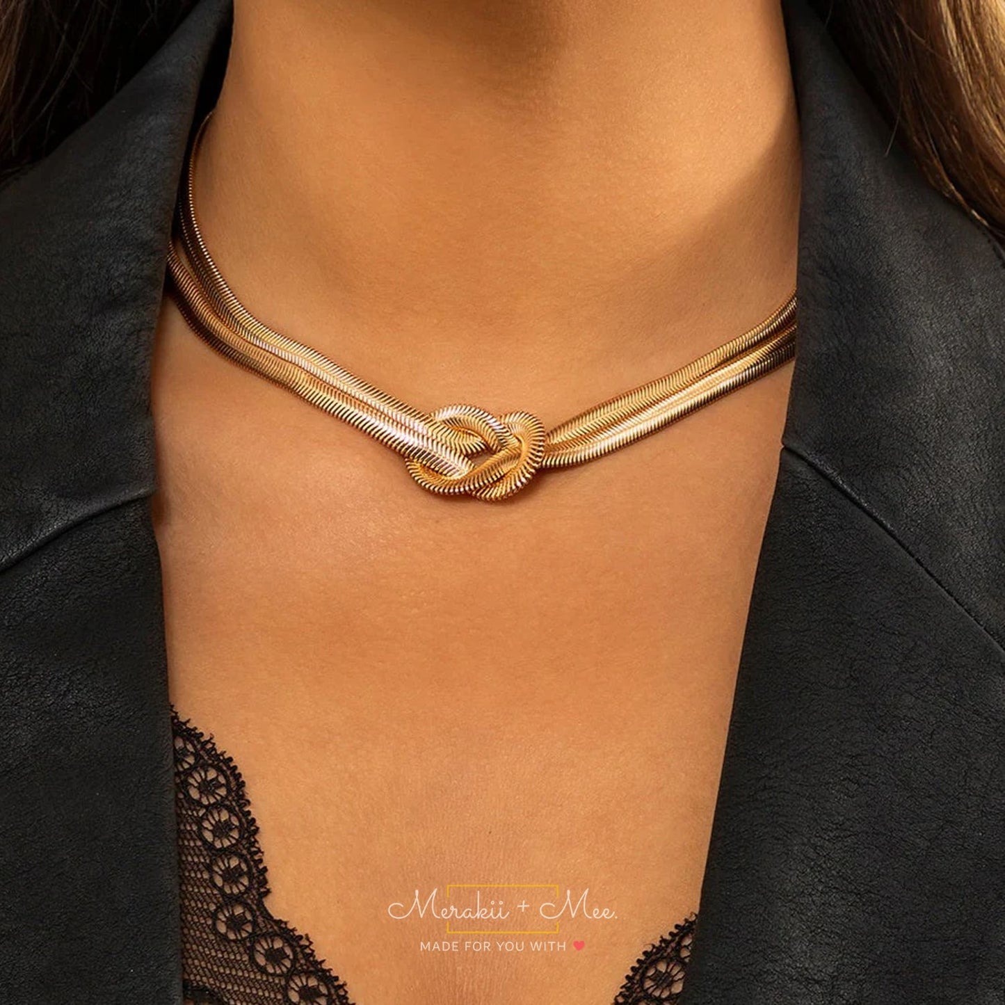 Karla Cross Double Herringbone Knot Necklace