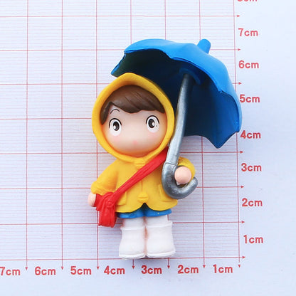 Cute Boy and Girl with Umbrella 3D Figure Keychain (Pack of 2)