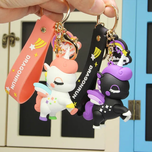 Whimsical Unicorn 3D Rubber Keychain with Strap