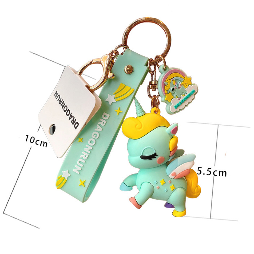 Whimsical Unicorn 3D Rubber Keychain with Strap