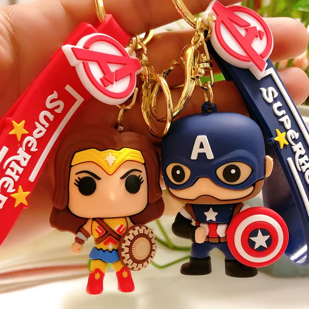 Marvel's and DC Universe 3D Rubber Keychains with Strap