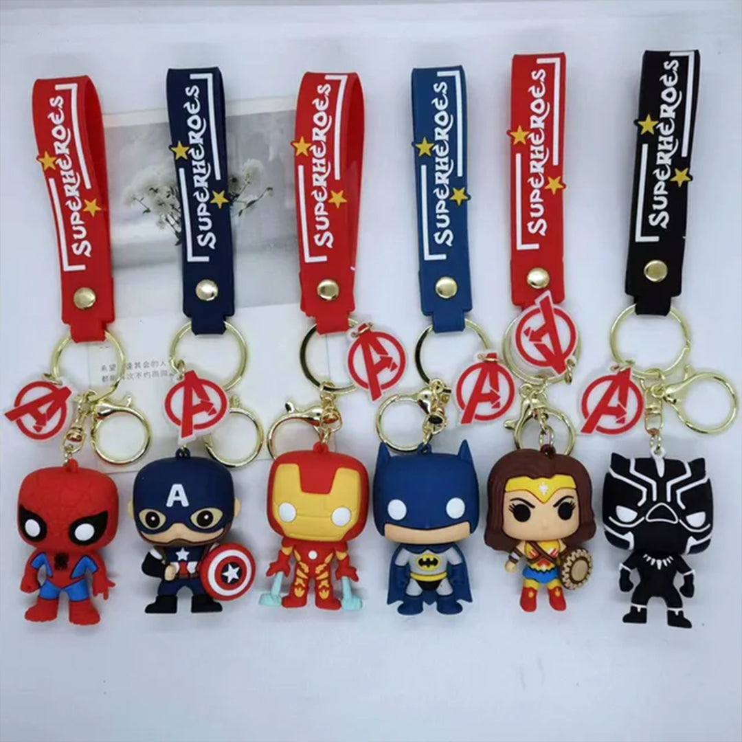 Marvel's and DC Universe 3D Rubber Keychains with Strap