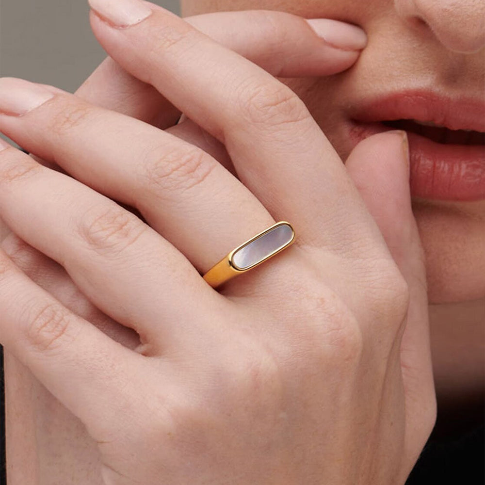 Mother-of-Pearl Gold Bar Ring