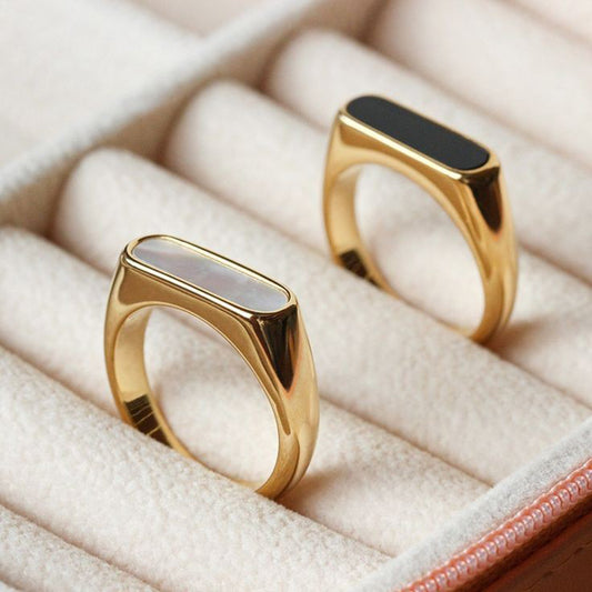 Mother-of-Pearl Gold Bar Ring
