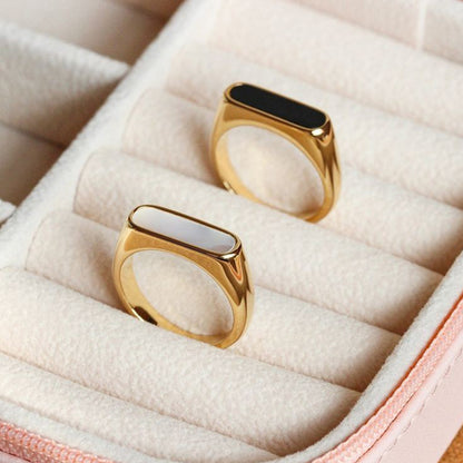 Mother-of-Pearl Gold Bar Ring