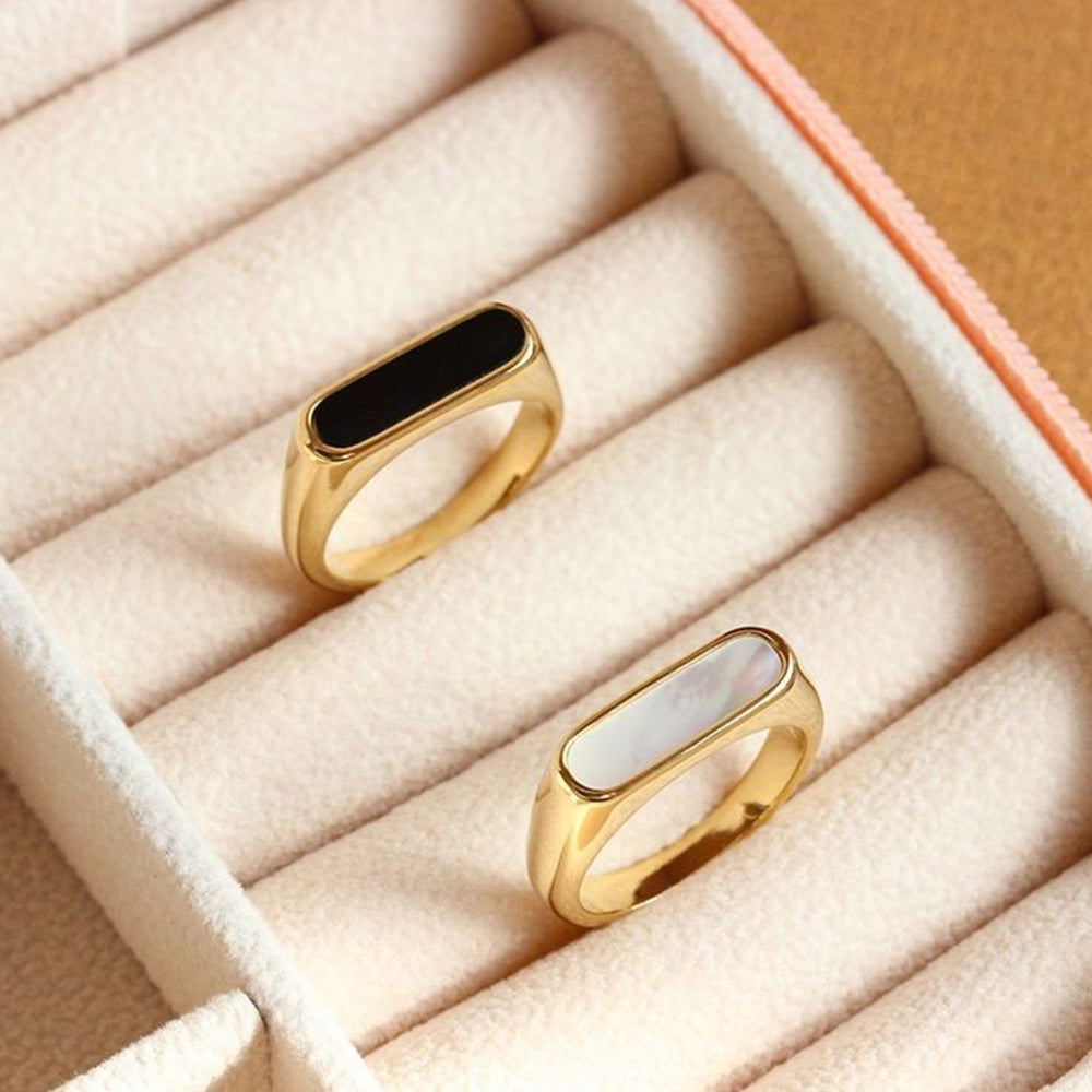 Mother-of-Pearl Gold Bar Ring