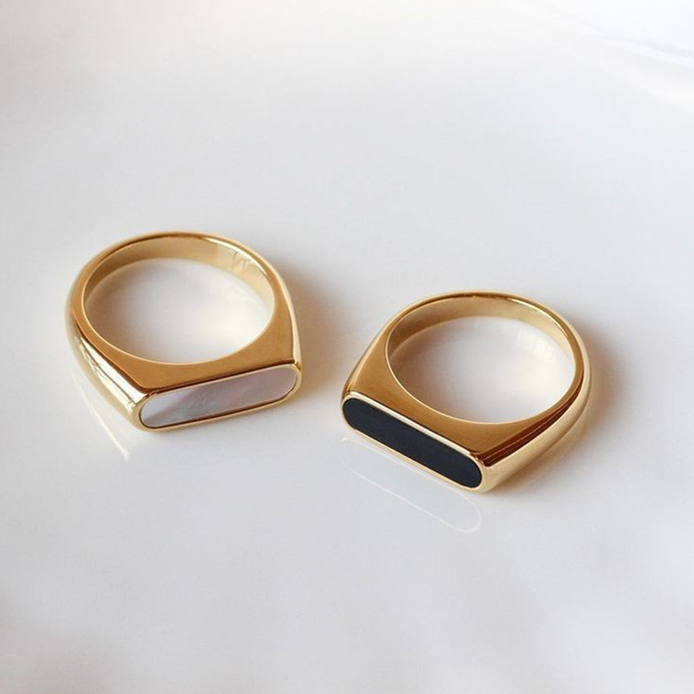 Mother-of-Pearl Gold Bar Ring