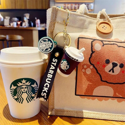 Starbucks Coffee Sipper and Glass Keychain