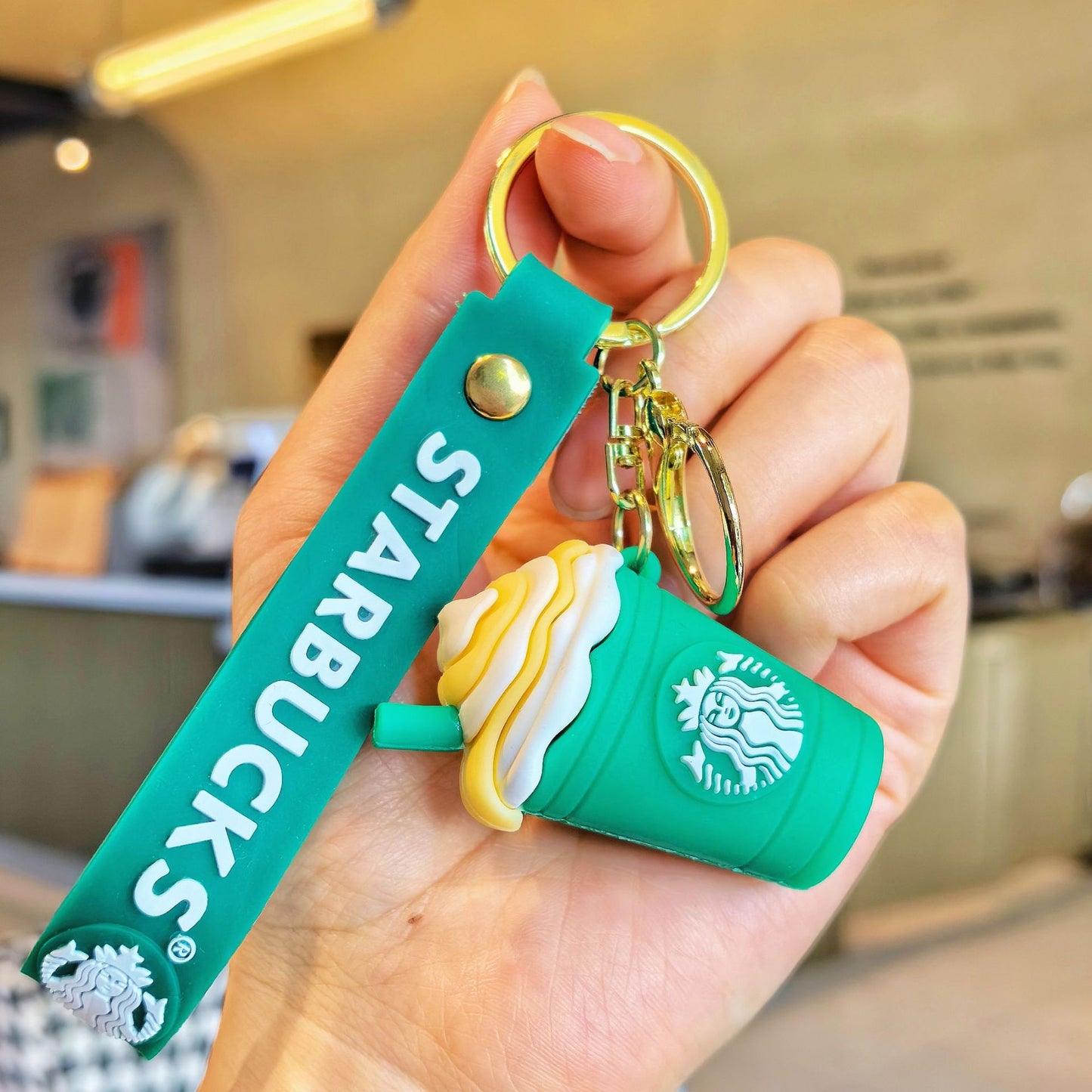 Starbucks Coffee Sipper and Glass Keychain