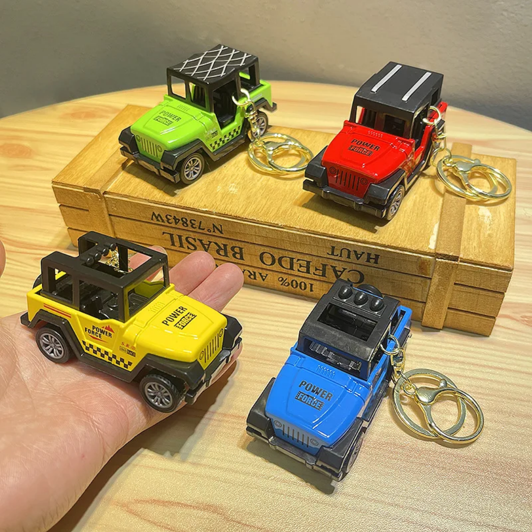 Mini Die-Cast Push-back Off-Road Jeep Keyring with Hook