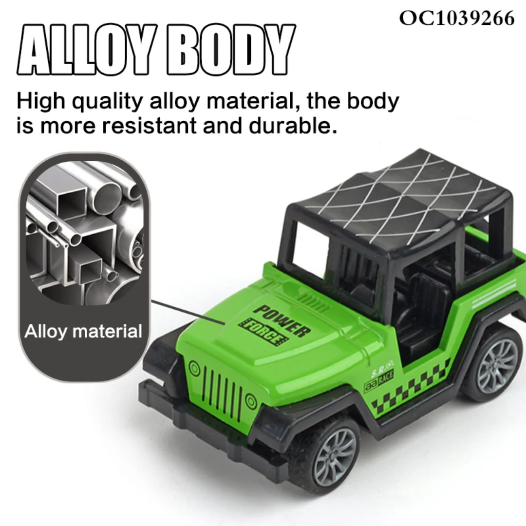 Mini Die-Cast Push-back Off-Road Jeep Keyring with Hook
