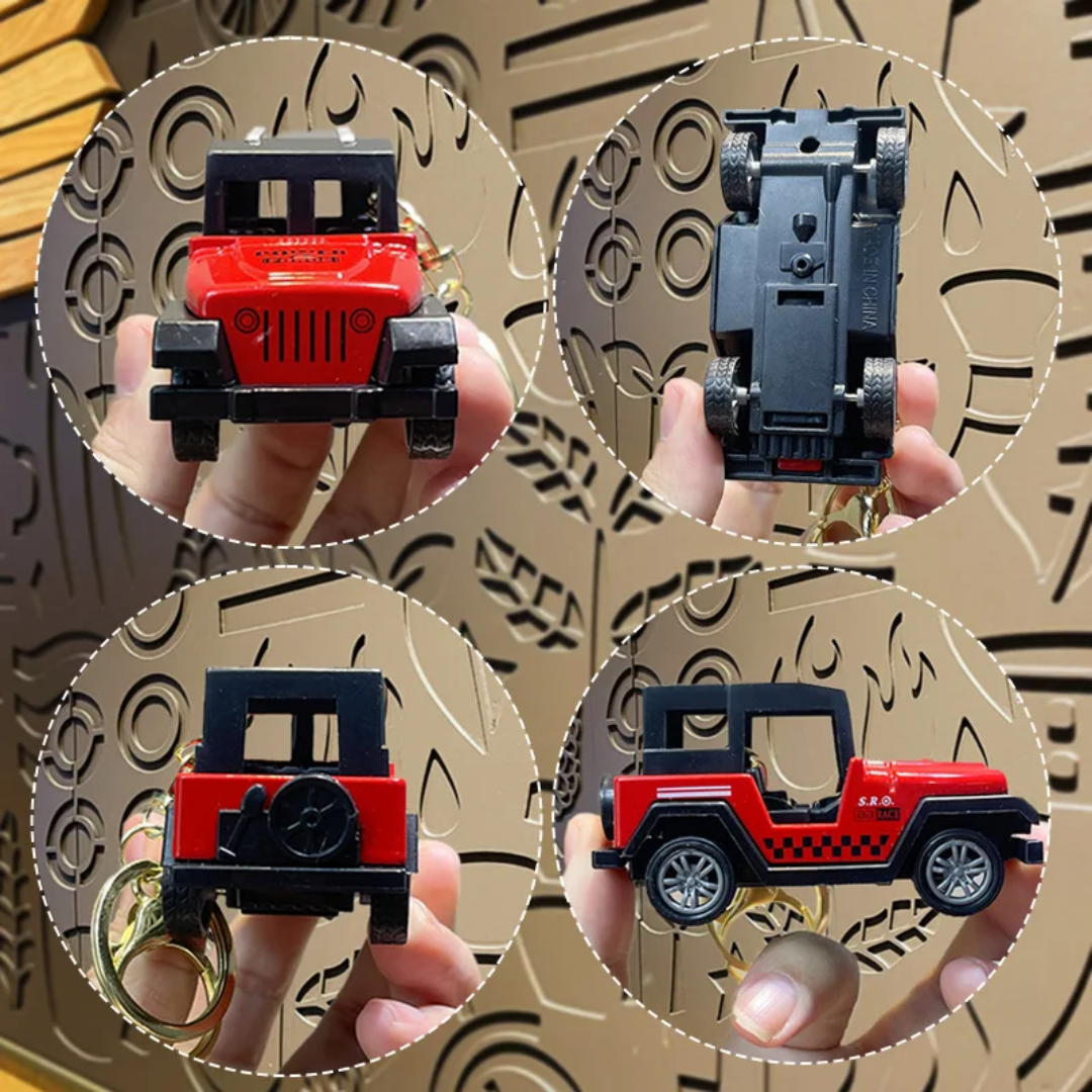 Mini Die-Cast Push-back Off-Road Jeep Keyring with Hook