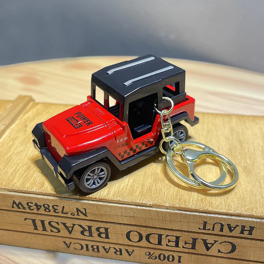 Mini Die-Cast Push-back Off-Road Jeep Keyring with Hook
