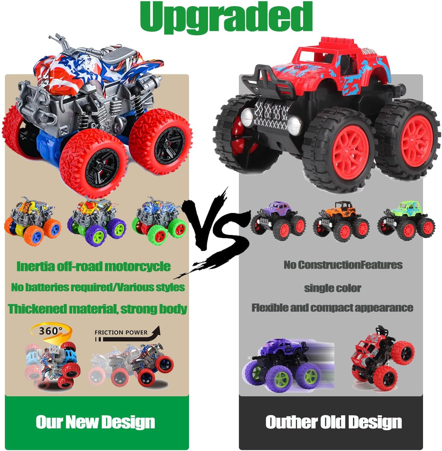 Monster Quad Bike Toy and Keychain for Kids – Friction Power Stunt Vehicle