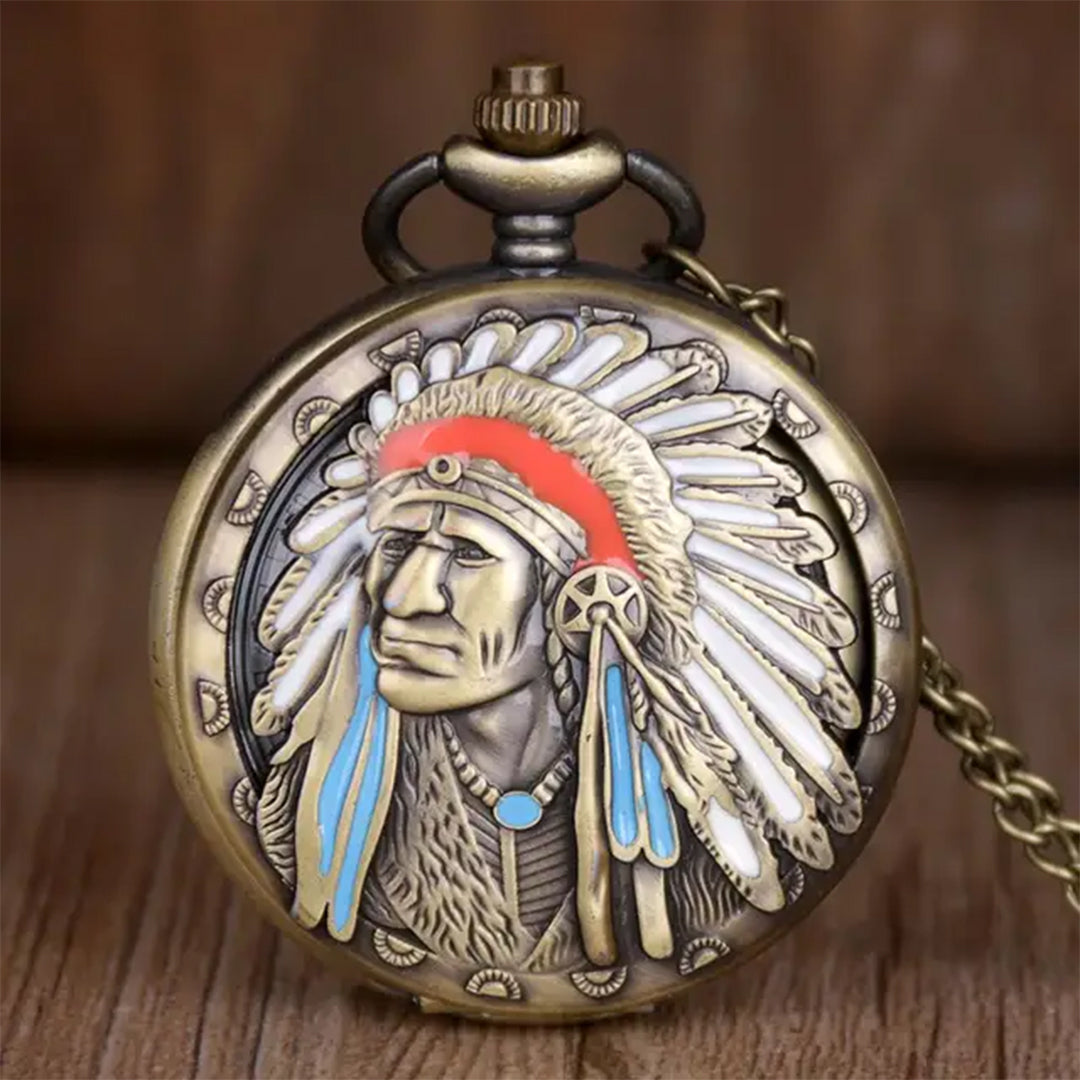Native Indian Tribes Antique Pocket Watch Keychain: A Tribute to Cultural Heritage