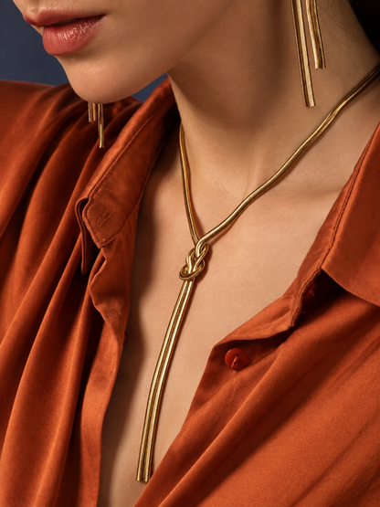 Gold Loop Pendant Necklace for Women | Elegant Knot Statement Jewelry